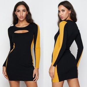 Contrast Cutout Knit Racer Dress